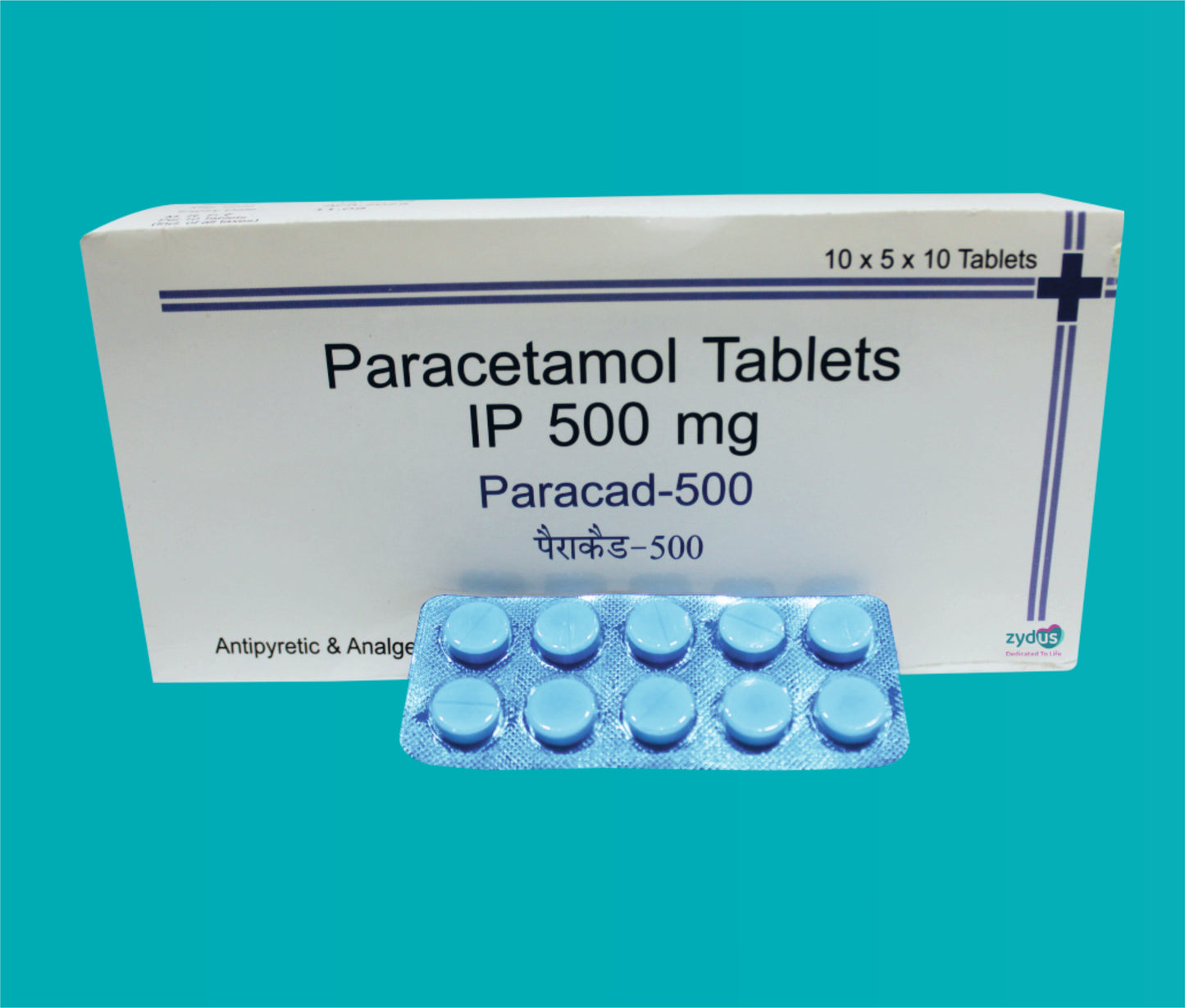 PARACAD TAB 10X5X10 ( Paracetamol IP 500 mg ) by Zydus