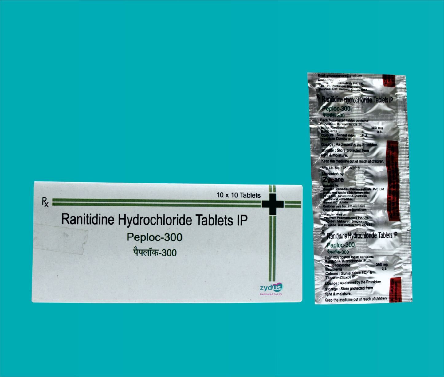 PEPLOC 300 TAB. 10x10 ( Ranitidine 300 mg ) by Zydus