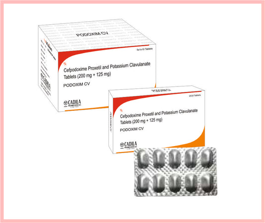 Podoxim Cv Tab 10 T ( Cefpodoxime 200 Mg & Potassium Clavulanate 125 Mg (Alu-Alu) ) By Cadila