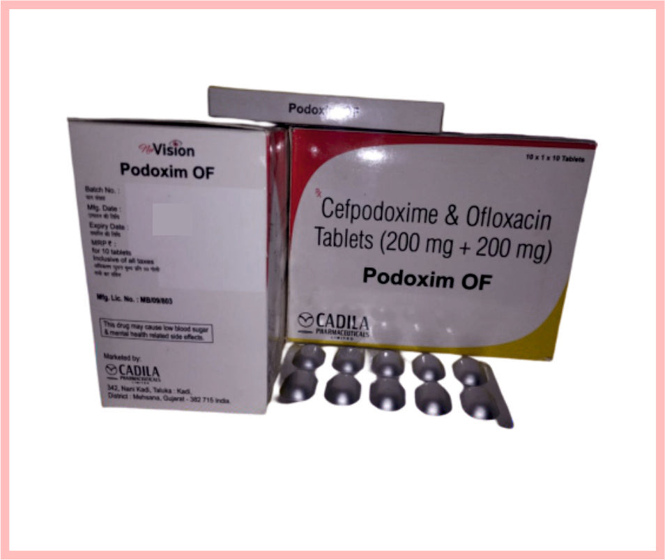 Podoxim Of Tab 10 T ( Cefpodoxime 200 Mg & Ofloxacin 200 Mg (Alu-Alu) ) By Cadila