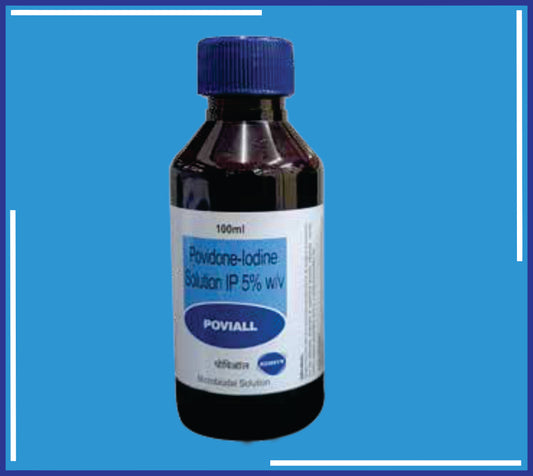 Poviall 100Ml Solution ( (Povidone Iodine Ip 5% W/W) ) pack 100ml by Kemsyn