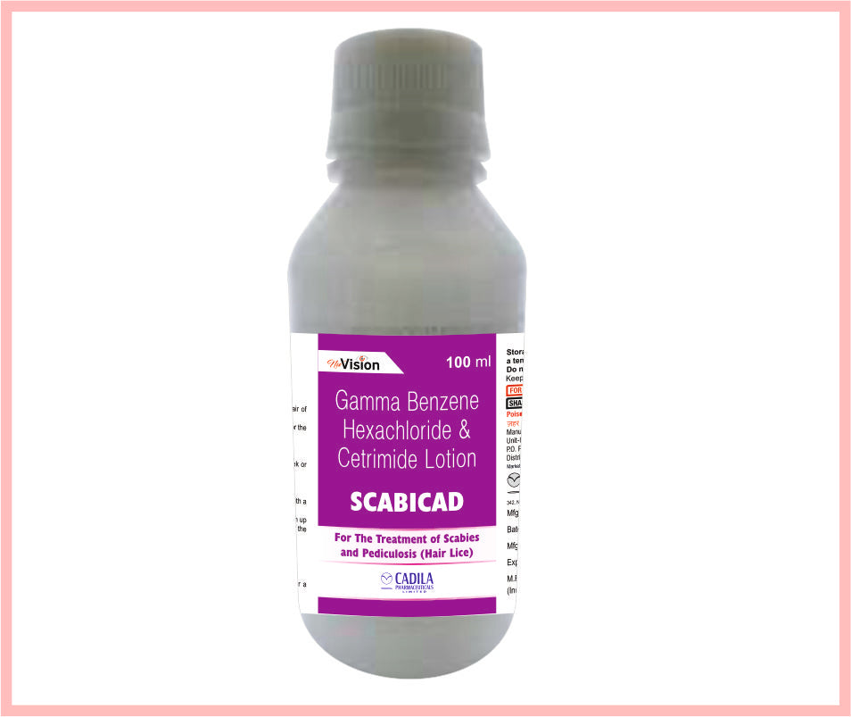 Scabicad Lotion 100 Ml 100 Ml ( Gamma Benzene Hexachloride 1% W/V+ Cetrimide 0.1%W/V Lotion ) By Cadila