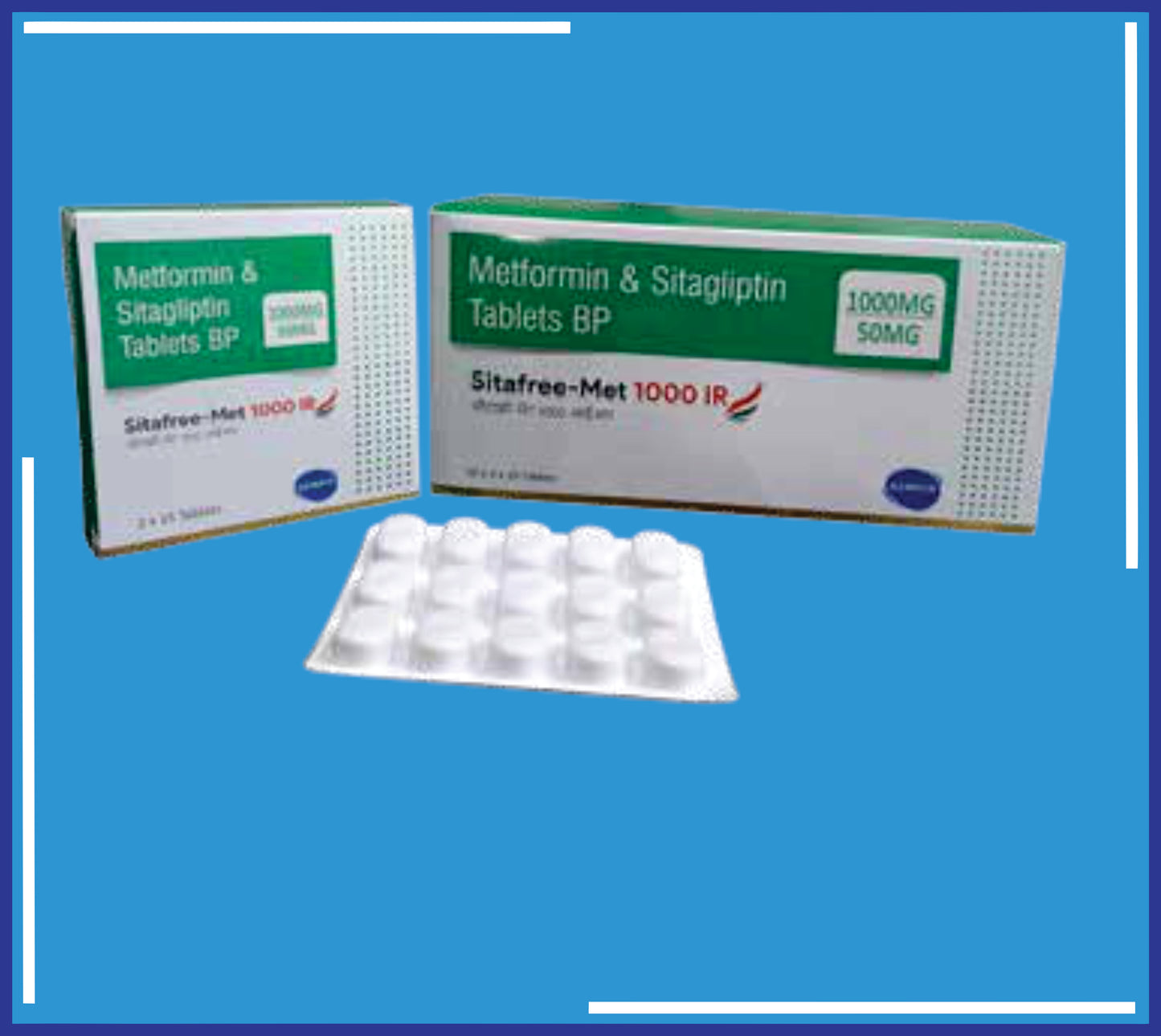 Sitafree-Met 1000 Ir Tab ( Metformin Hcl Ip 1000Mg + Sitagliptin Phosphate 50Mg ) pack 10x2x15 by Kemsyn