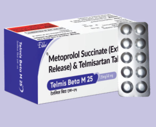 TELMIS BETA M 25 TABS (40+25MG) 10'S ( Telmisartan 40mg,Metoprolol Succinate 25mg (As Extended Relase) ) by Elder
