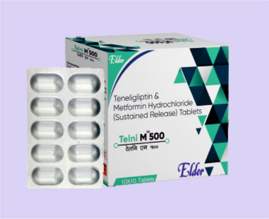TELNI M 500 TABS (20/500MG) 10'S ( Teneligiptin 20+Metformin 500mg SR (Bilayered) ) by Elder