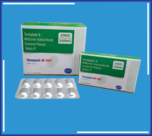 Tenejeet-M 500 Tab ( Teneliglptin 20Mg + Metformin Hcl Ip 500Mg (Sr) ) pack 10x2x10 by Kemsyn