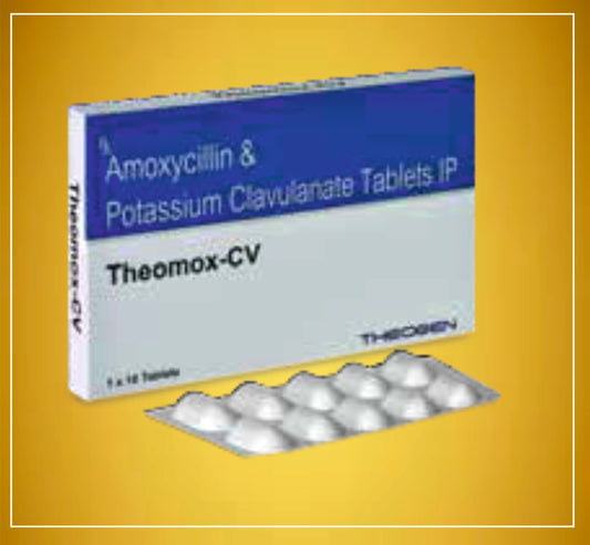 THEOMOX CV TAB 10'S ( Amoxycillin  (500Mg) +  Potassium Clavulanate (125Mg) ) By Theon