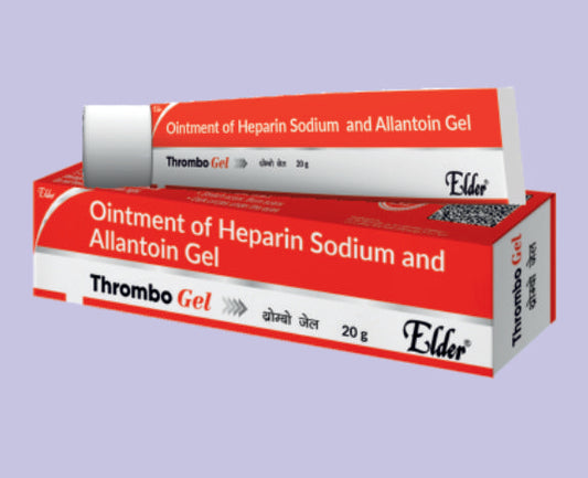 THROMBO  GEL 20GM ( Heparin Sodium 50iu, Benzyl Nicotinate 2%,Sorbic Acid 1.97 Gel ) by Elder
