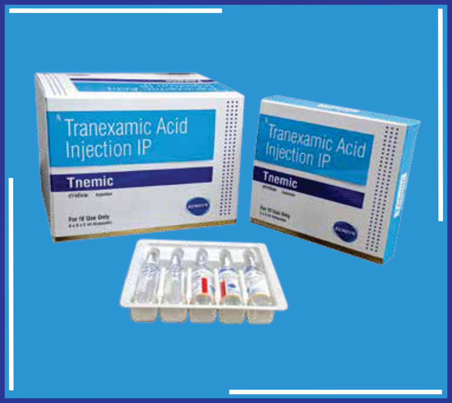 Tnemic Injection ( Tranexamic Acid Ip 500Mg,Water For Inj. ) pack 6x5x5ml by Kemsyn
