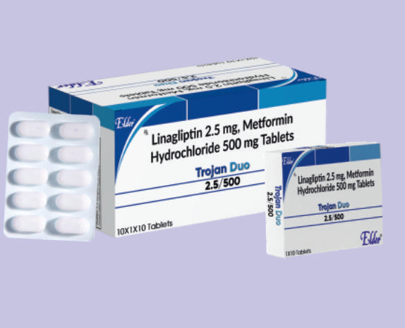 TROJAN DUO TABS (500/2.5MG) 10'S ( Linagliptin -2.5mg & Metformin Hydrochloride - 500mg ) by Elder