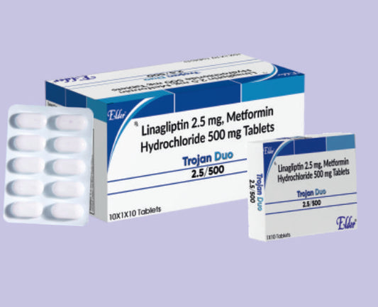 TROJAN DUO TABS (500/2.5MG) 10'S ( Linagliptin -2.5mg & Metformin Hydrochloride - 500mg ) by Elder