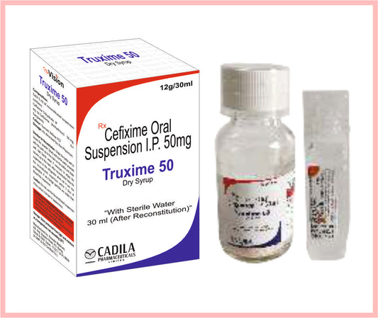 Truxime 50Mg Dry Syrup 30 Ml 30 Ml ( Cefixime 50Mg/5Ml (With Water For Reconstitution) ) By Cadila