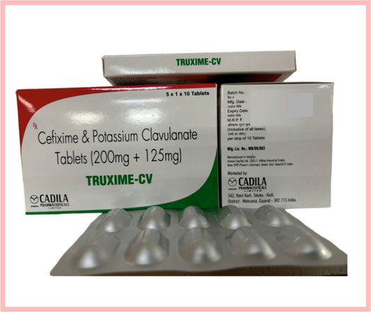 Truxime Cv Tab 5X10 T 10 T ( Cefixime 200Mg + Potassium Clavulanate 125 Mg ) By Cadila