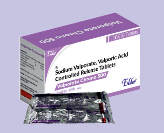 VALPORATE CRONO 500 TABS 10'S 10'S ( Sodium Valporate 333mg,Valporic Acid 145mg CR ) by Elder