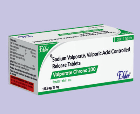 VALPORATE CRONO 200 TABS 10'S 10'S ( Sodium Valporate 133.5 mg,Valporic Acid 58 mg CR
 ) by Elder
