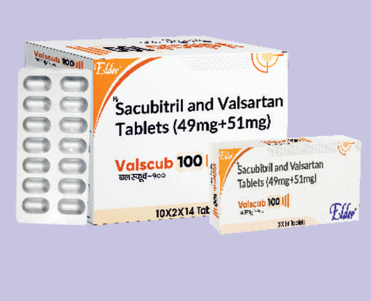 VALSCUB 100 TABS 14'S ( Sacubitril 49mg, Valsartan 51mg ) by Elder