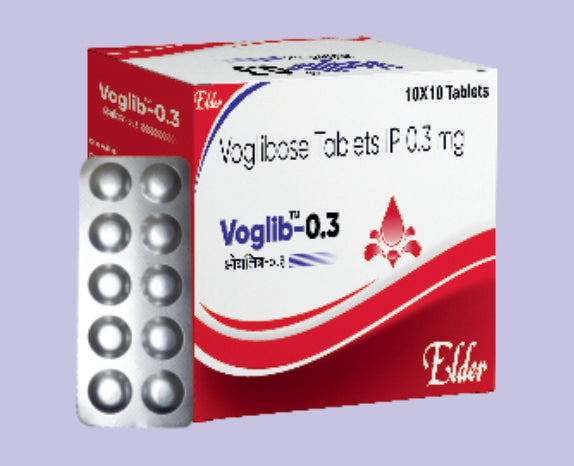 VOGLIB M3 TAB (0.3/500MG) 10'S ( Voglibose 0.3 mg, Metformin 500 mg
 ) by Elder