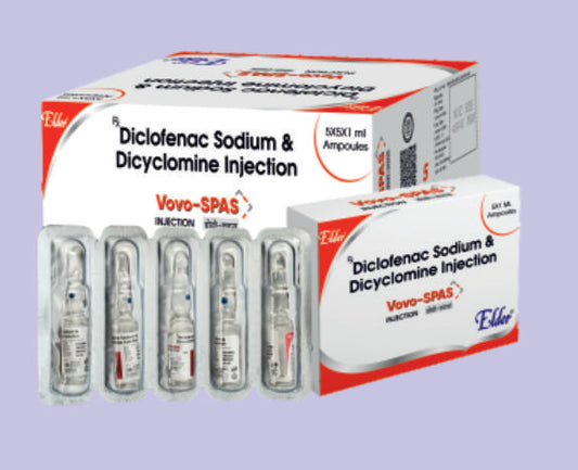 VOVO-SPAS INJ (50/20MG) 1ML ( Diclofenac Sodium 50mg, Dicylcomine  20mg ) by Elder