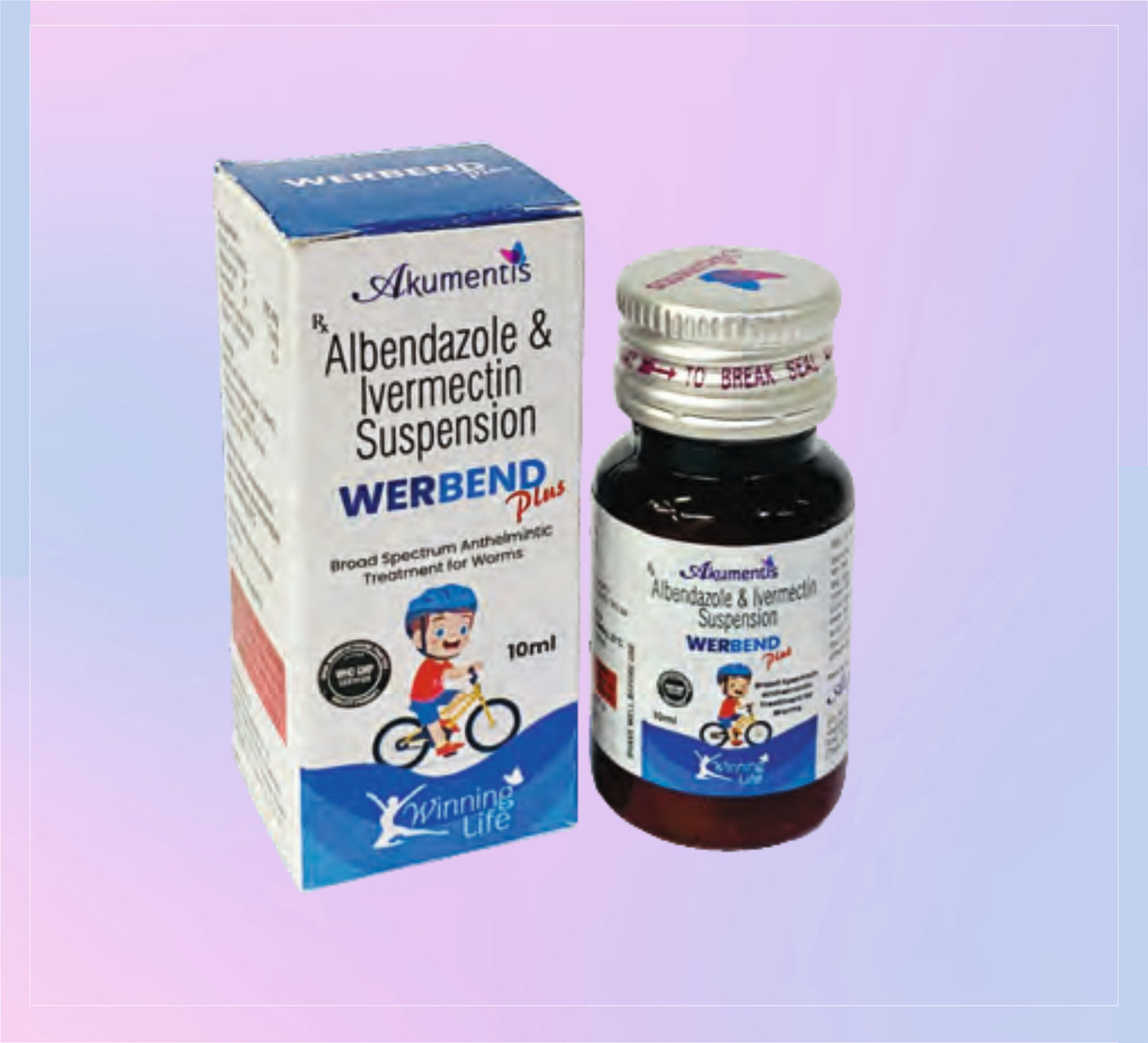 Werbend Plus Susp (10Ml) 1x10ML Albendazole 200 Mg + Ivermectin 3 Mg by Akumentis