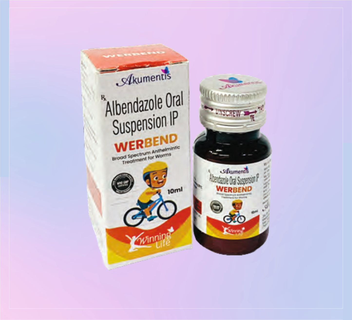 Werbend Susp (10Ml) 1x10ML Albendazole 200 Mg by Akumentis