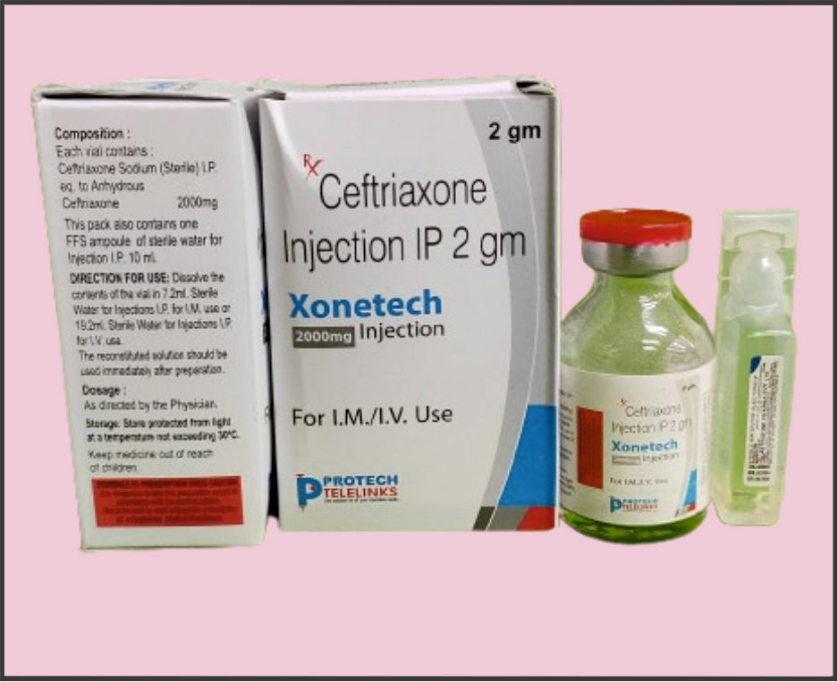 XONETECH 2000 VIAL+WFI ( Ceftriaxone (2000Mg) ) by Protech