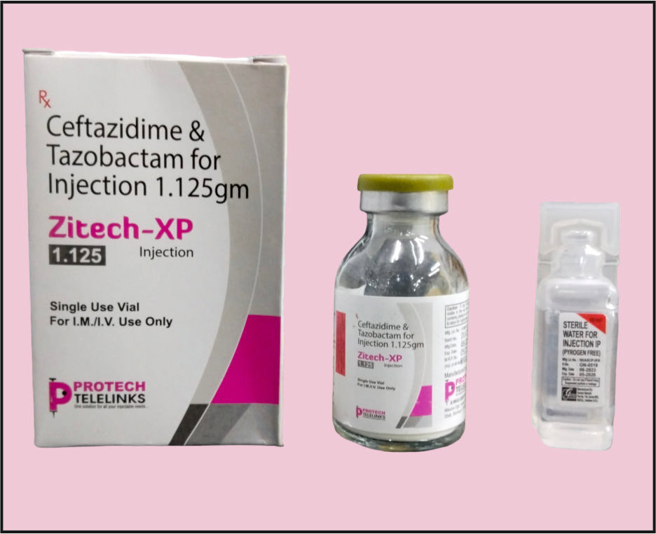 ZITECH XP-1.125 VIAL+WFI ( Ceftazidime (1000Mg) + Tazobactum (125Mg) ) by Protech