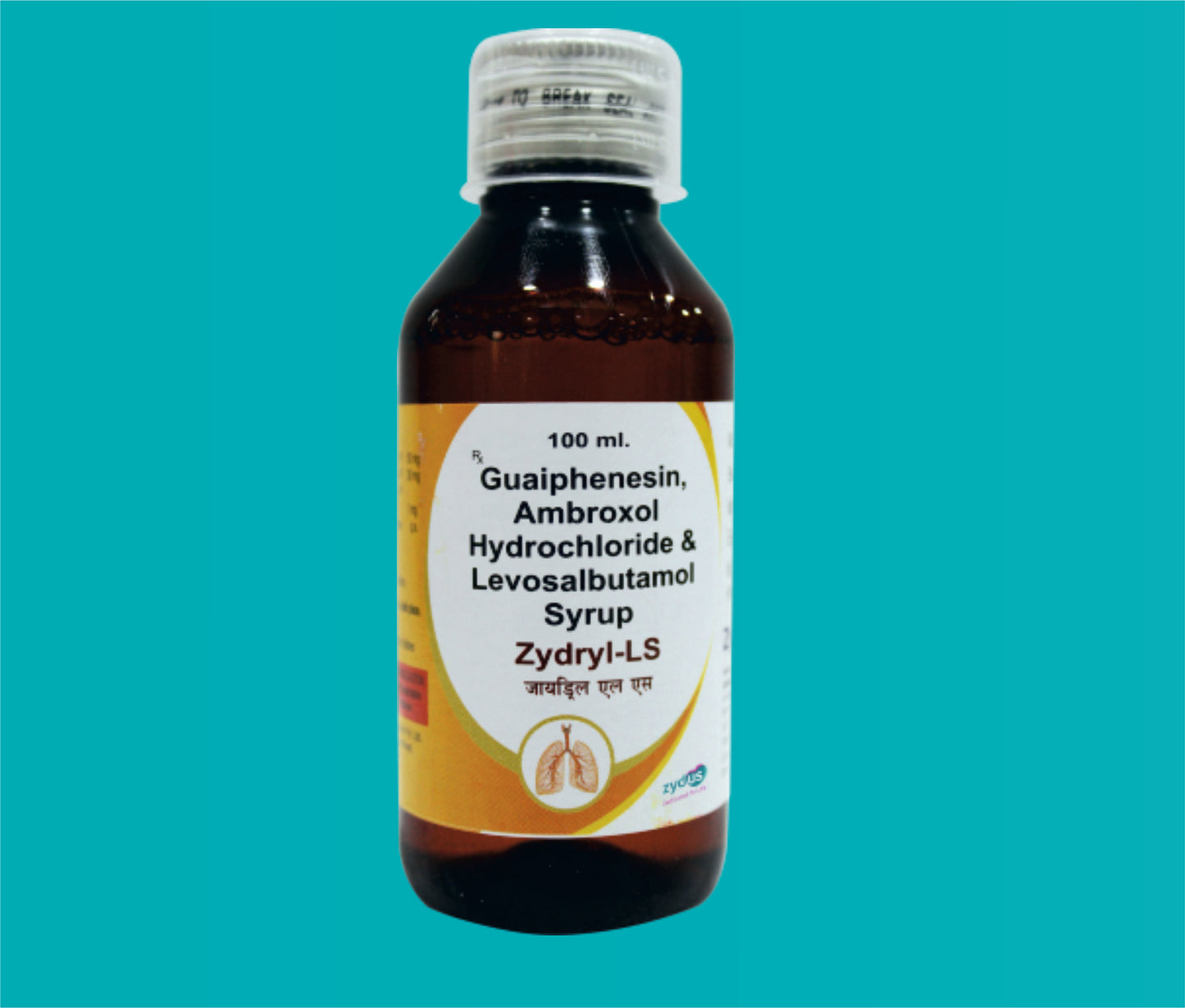 ZYDRYL-LS 100 ML SYP. 100ml. ( Levosalbutamol Sulphate IPEq. to Levosalbutamol 1 mg Ambroxol Hydrochloride IP 30 mg Guaiphenesin IP 50 mgIn a mentholated syrupy base q.s. ) by Zydus