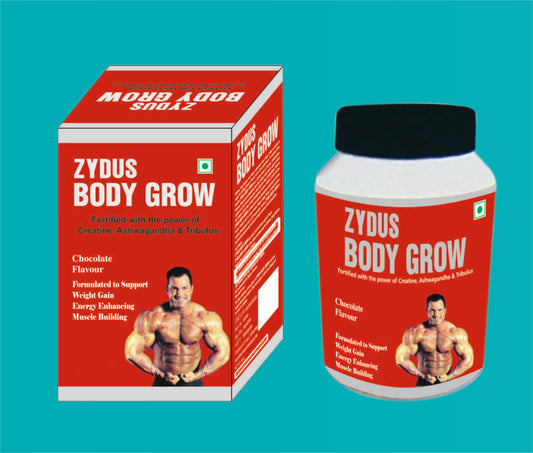 ZYDUS BODY GROW 300gm ( Protein + carbohydrates + creatine mono.+ Tribulus terrestis + Ashwagandha+vitamin B1+Vit B2+Vit B6+Folic acid+Dicalcium phosphate ) by Zydus