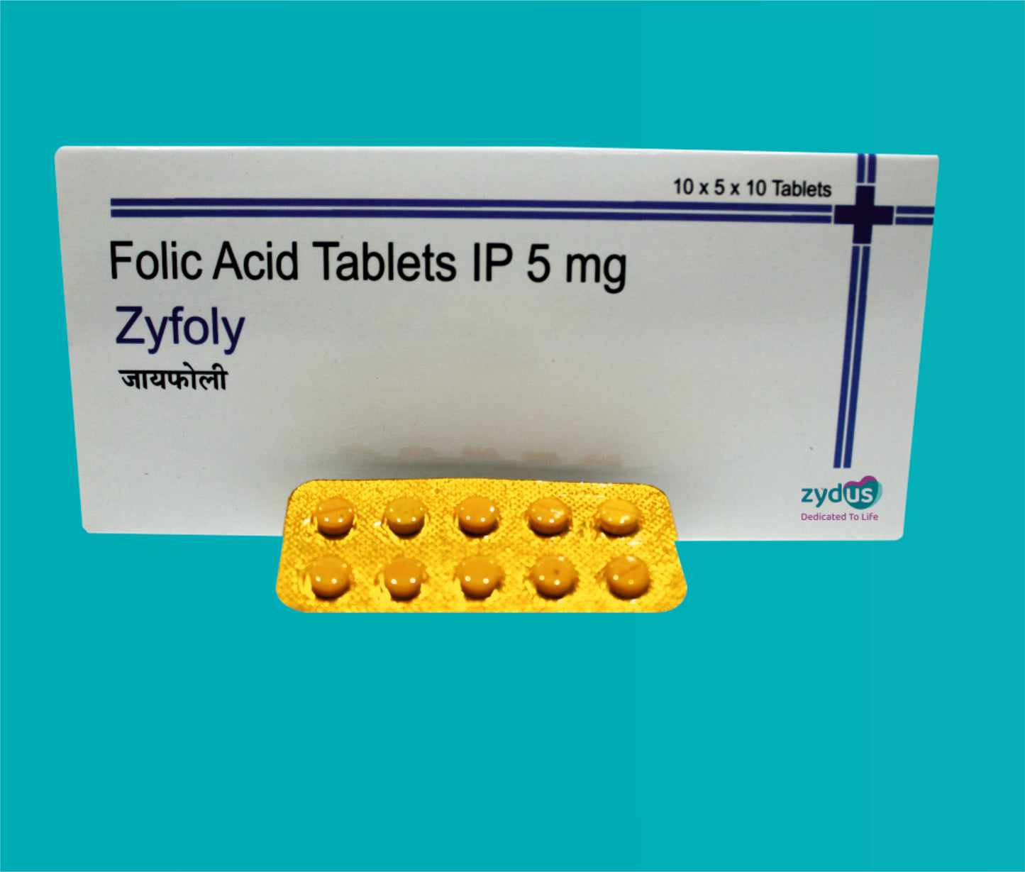 ZYFOLY TAB 50X10 ( Folic Acid IP…5 mg ) by Zydus