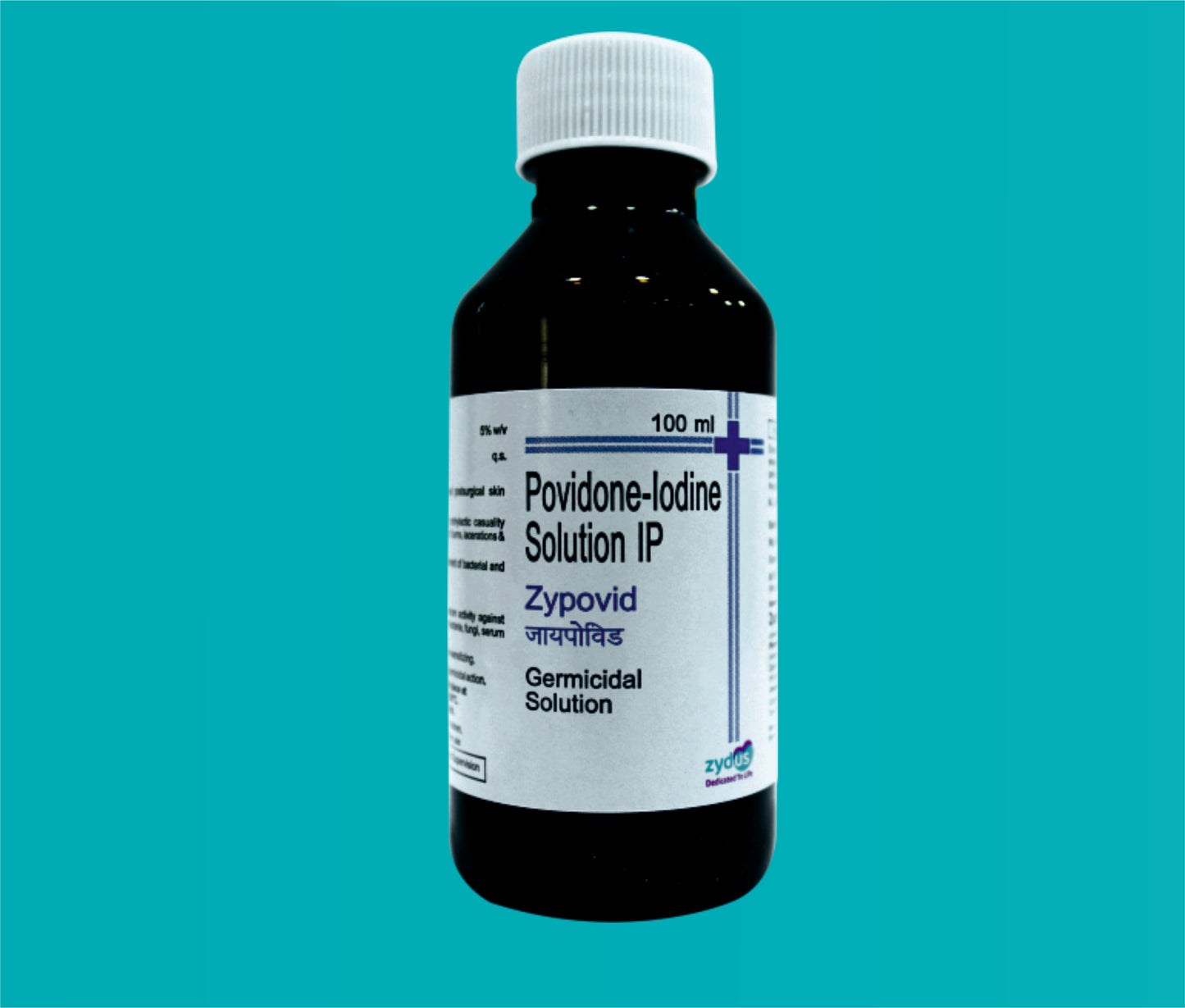 ZYPOVID 
(POVIDONE- IODINE SOLUTION) 100ml. ( Povidone Iodine I.P. -10 % w/v(Available Iodine 0.5 % w/v) ) by Zydus