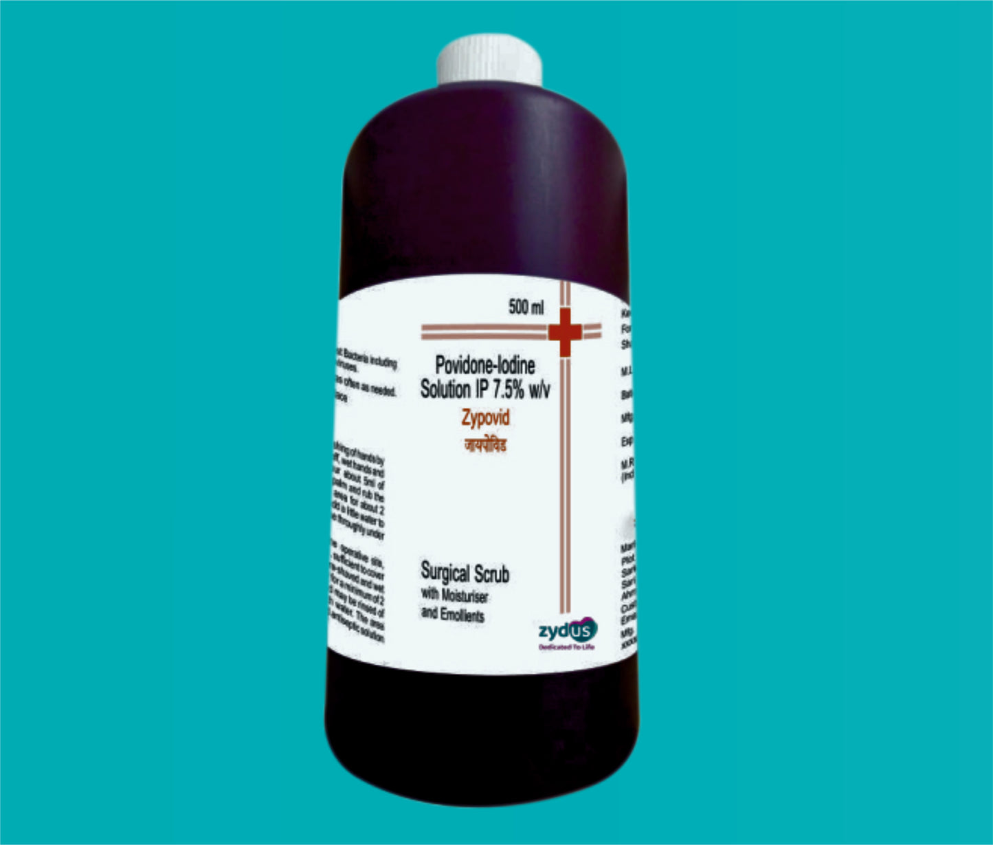 ZYPOVID SCRUB 500ml ( Povidone-Iodine IP 7.5%w/v Non-Ionic Detergent Base q.s. ) by Zydus