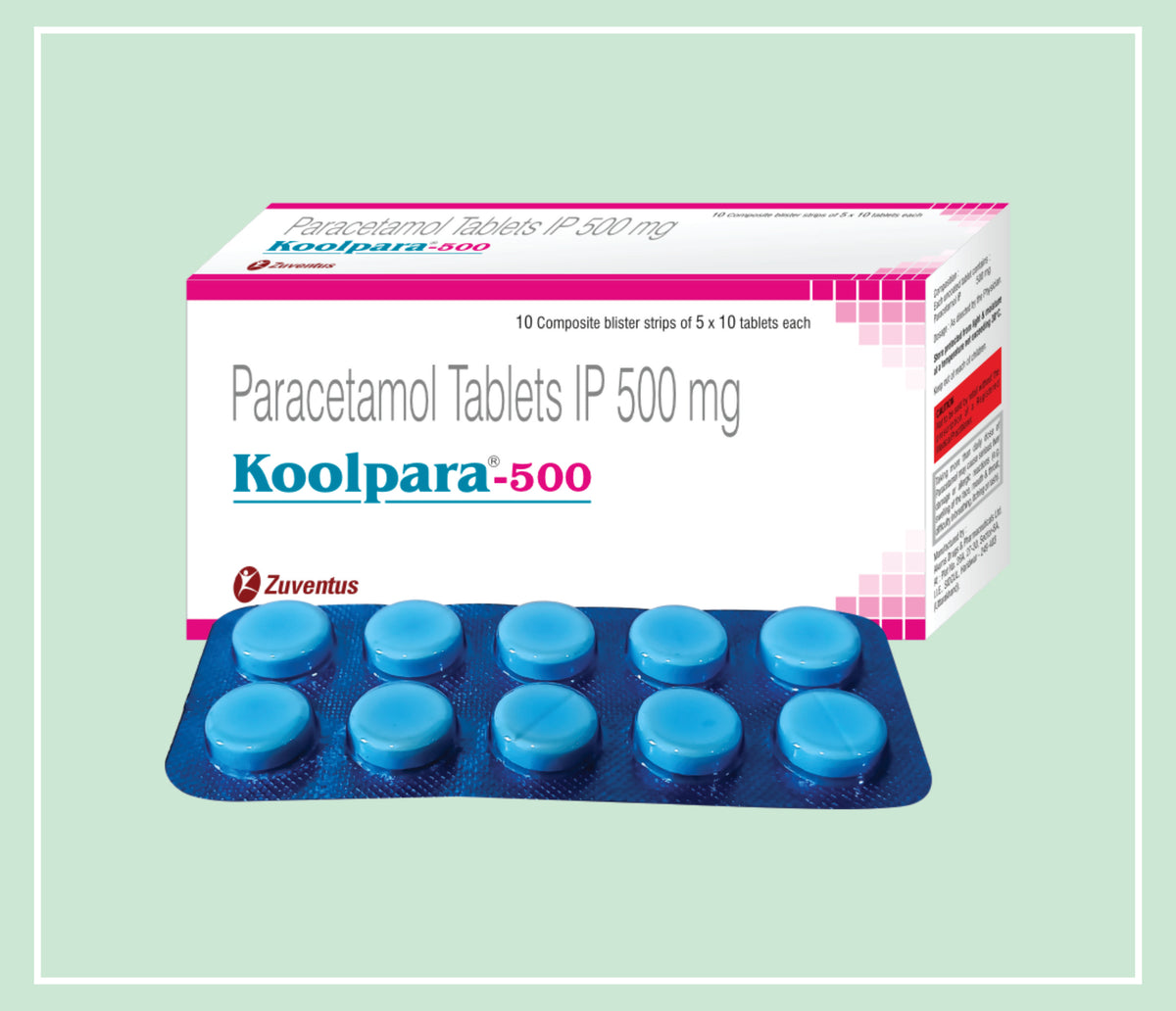 Koolpara - 500 Tablet (50X1X10 T) Paracetamol 500 Mg Tab By Zuventus