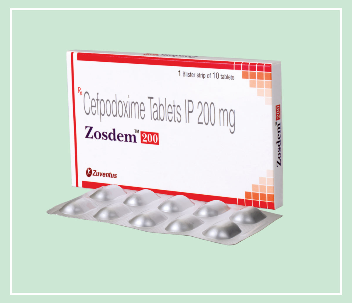 Zosdem 200 Tablet (10X1X10 T) Cefpodoxime 200 Mg Tab By Zuventus