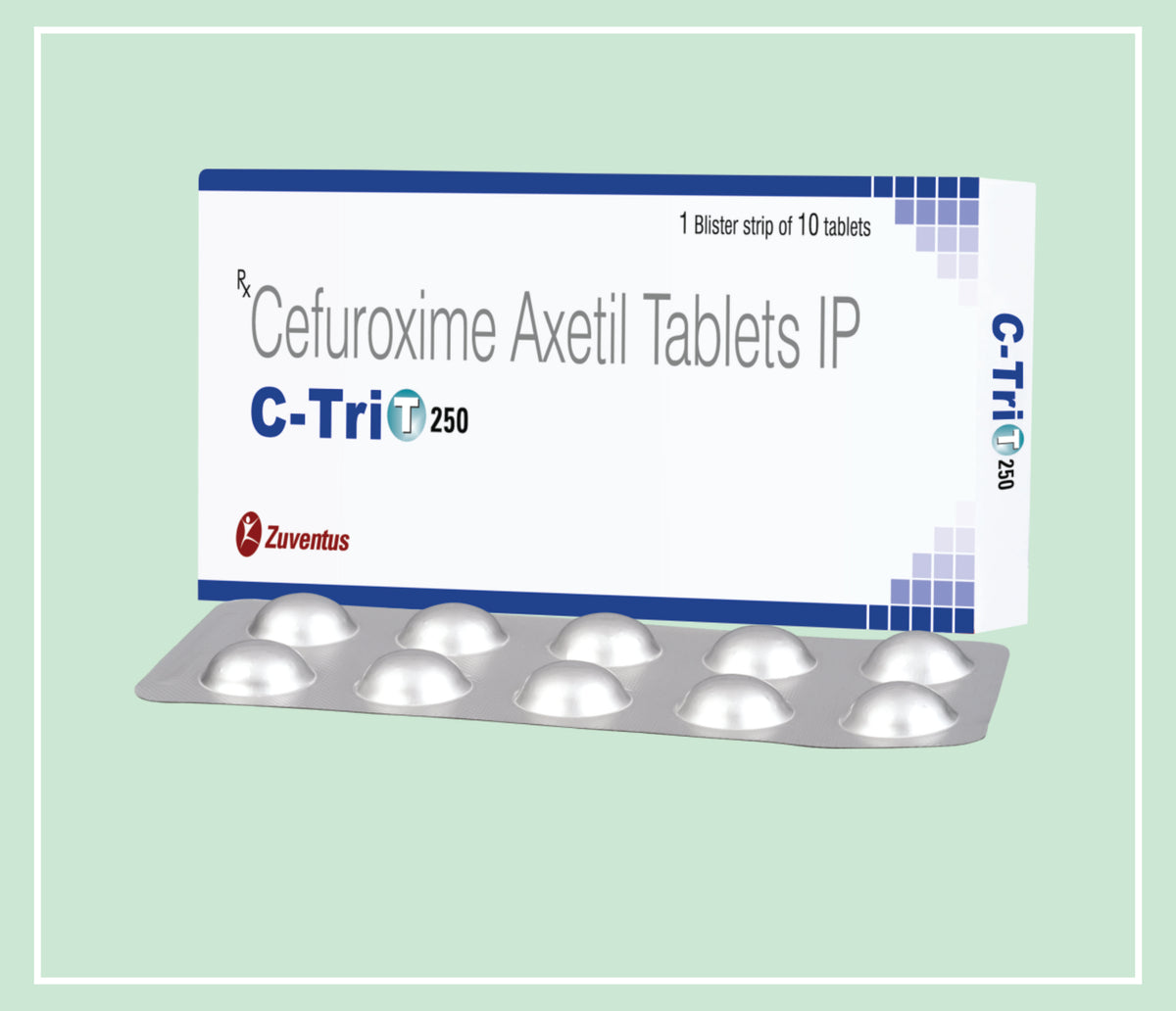 C - Tri T 250 Tablets (10X1X10 T) Cefuroxime Axetil 250 Mg Tab By Zuventus