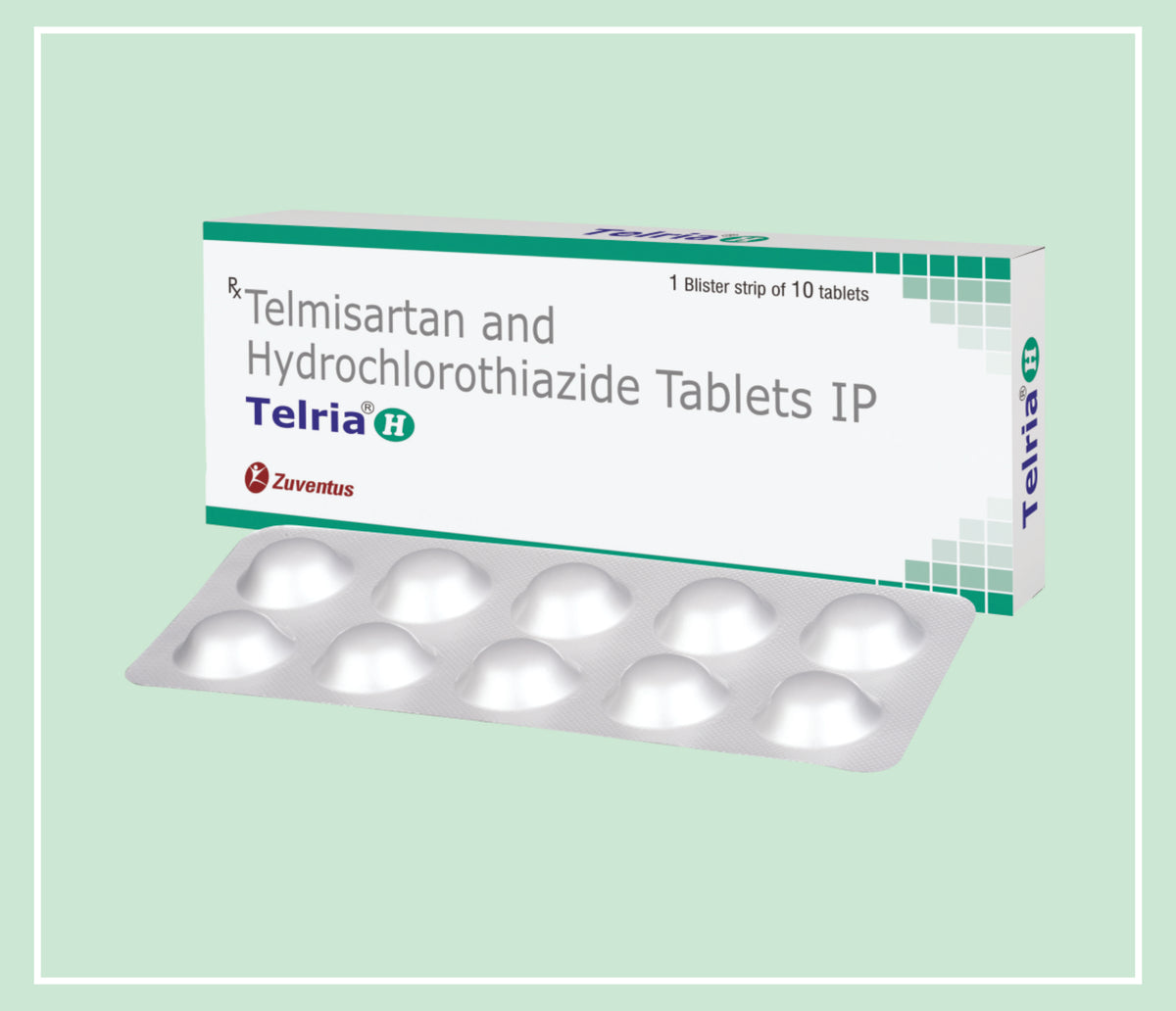 Telria H Tablet (10X1X10 T) Telmisartan 40 Mg, Hydrochlorothiazide 12.5 Mg Tab By Zuventus