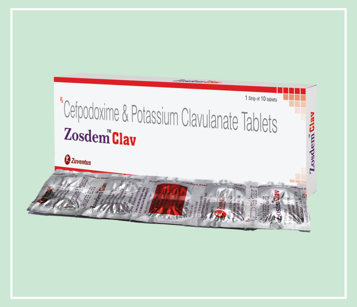 Zosdem Clav Tab (10X1X10 T) Cefpodoxime 200 Mg, Clavulanic Acid 125 Mg Tab By Zuventus