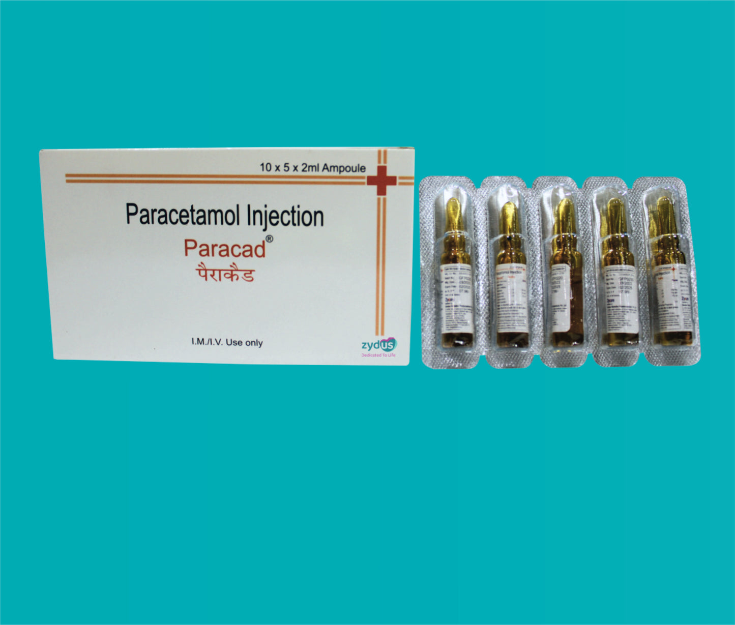 Paracad Inj. 2ml. Paracetamol 150 Mg by zydus