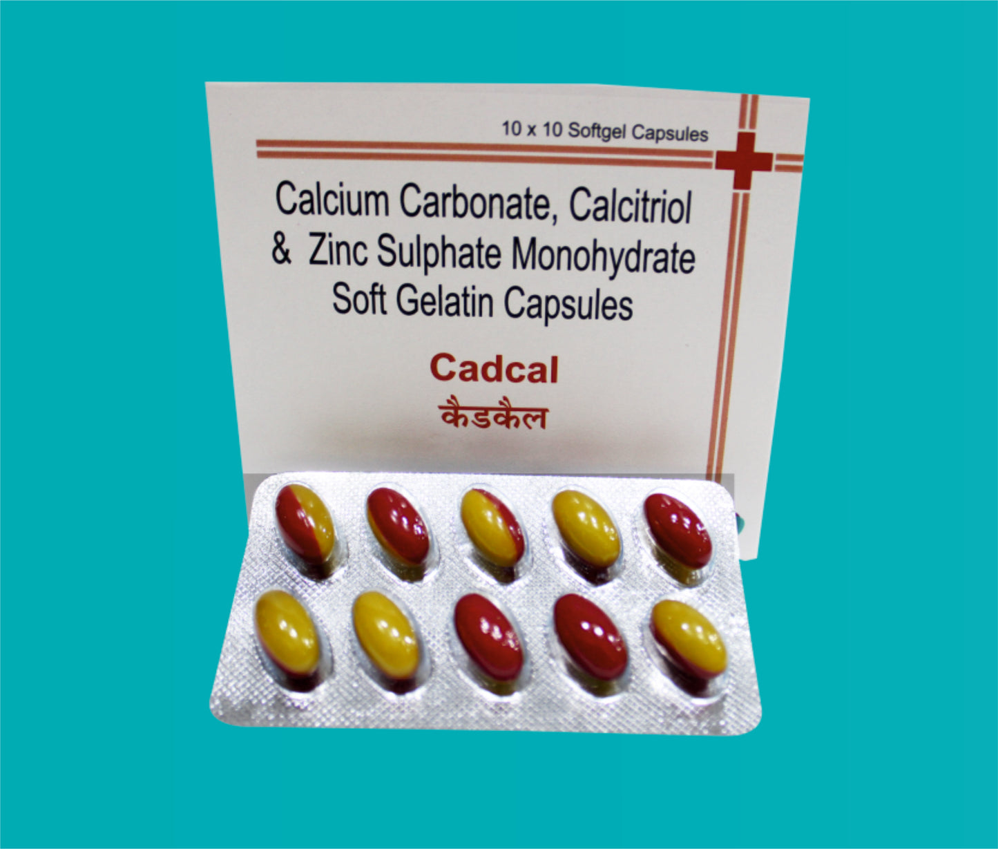 Cadcal Soft Gel Capsule
10x10 Calcitriol 0.25 Mcg + Calcium Carbonate 500 Mg + Zinc Sulphate 7.5 Mg by zydus