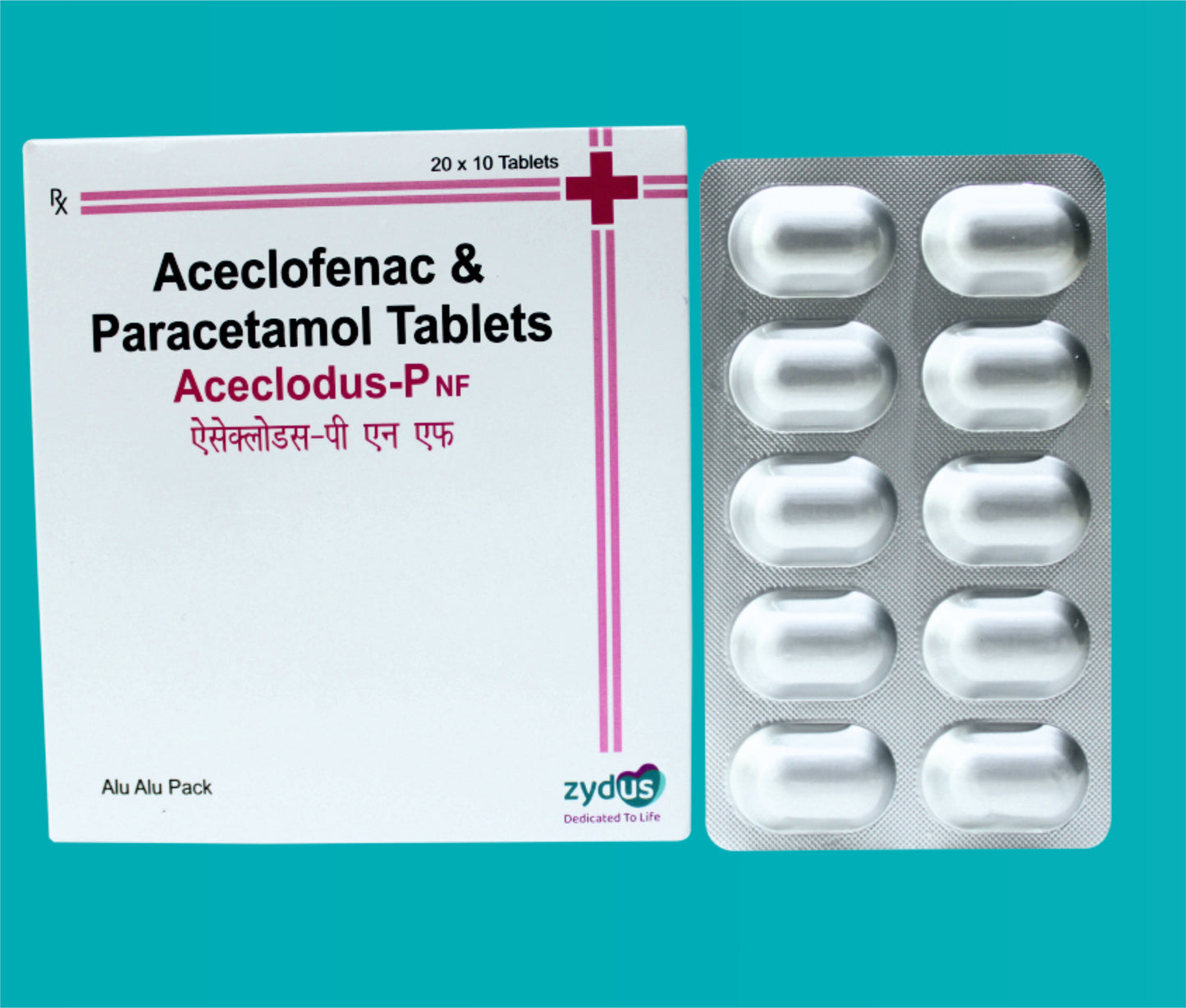 Aceclodus P NF Tab
(Alu-Alu) 20X10 Aceclofenac 100 Mg + Paracetamol 325 Mg by zydus