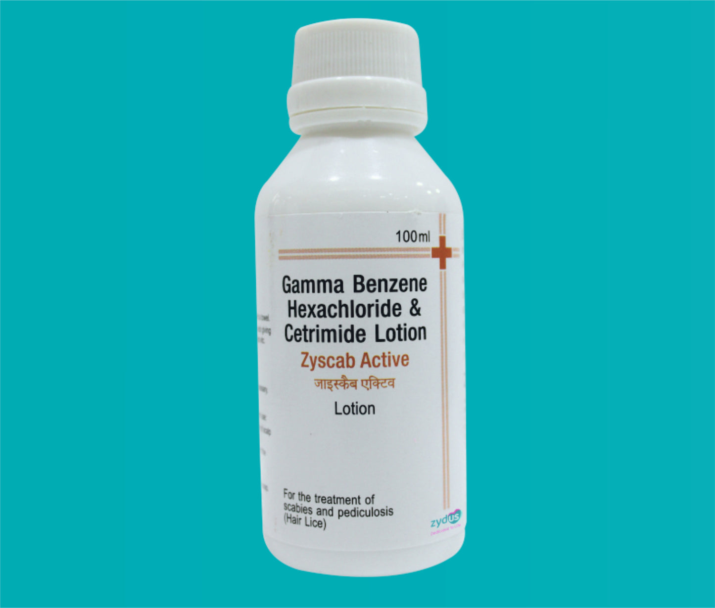 Zyscab Active Lotion 100ml. Gamma Benzene Hexachloride 1% W/V + Cetrimide 0.1% W/V by zydus