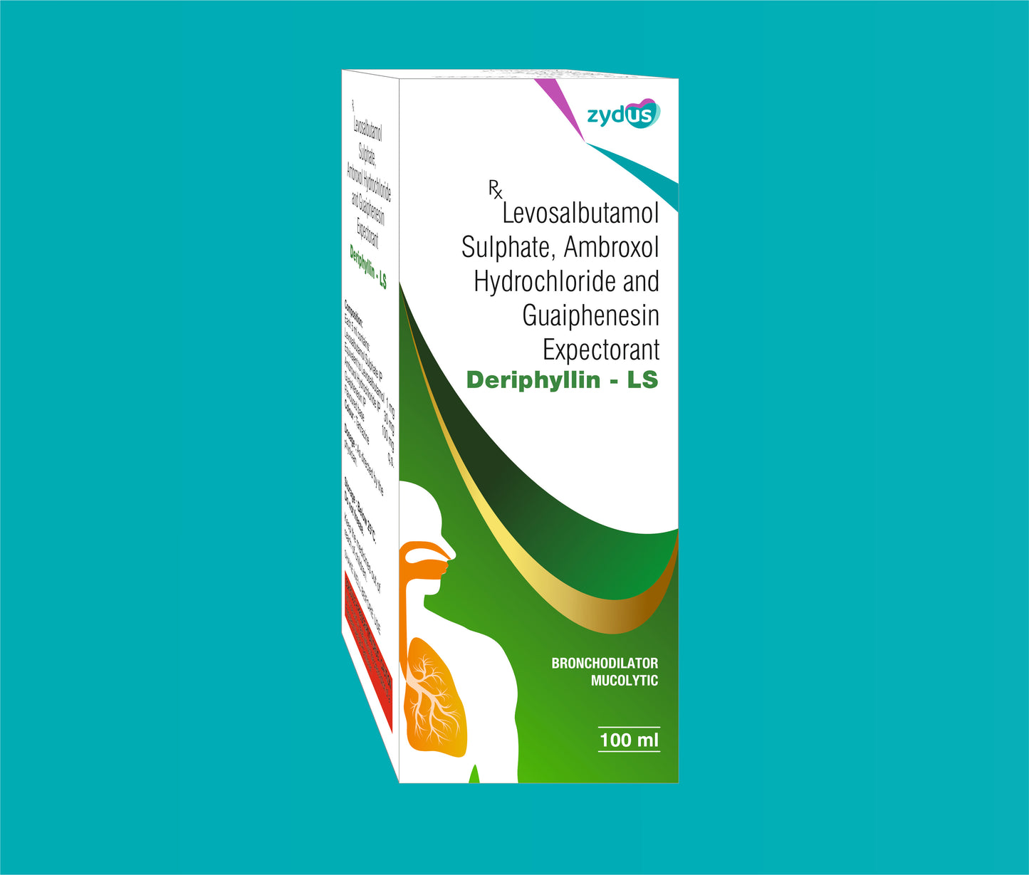 Deriphyllin- LS Syp 100ml Levosalbutamol 1 Mg + Ambroxol Hydrochloride 30 Mg + Guaiphenesin 100 Mg by zydus