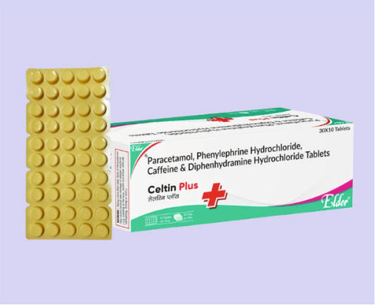 CELTIN PLUS TABS 10'S ( Cetrizine 5 mg, Phenylepherine 5 mg, Paracetamol 325 mg ) by Elder