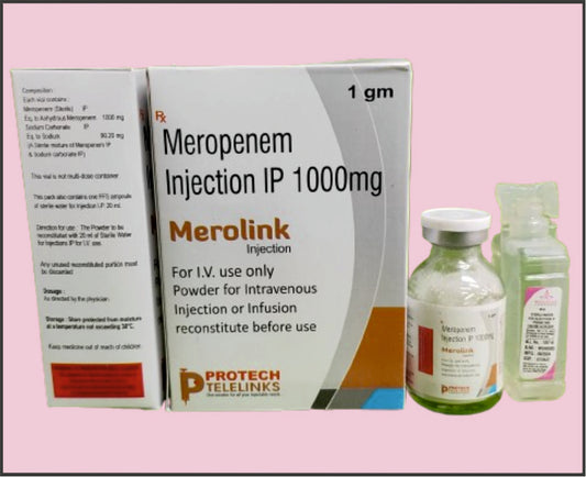 MEROLINK-1000 Vial+WFI  ( Meropenem (1Gm) ) by Protech