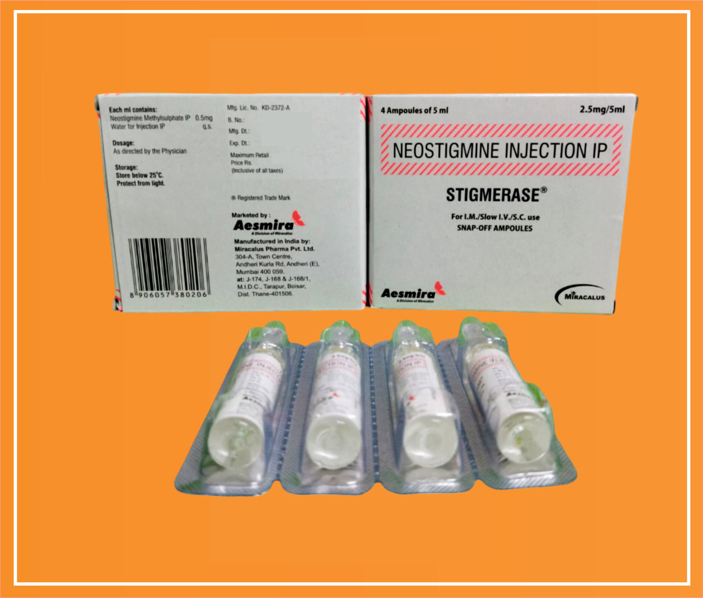 Stigmerase 2.5Mg 5 Ml 5 Ml ( Neostigmine (2.5Mg) ) by Naprod