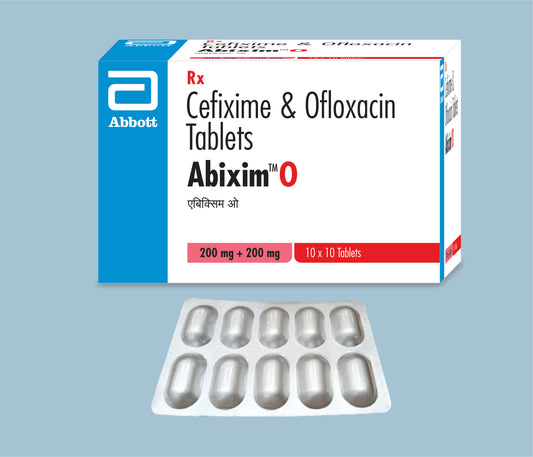 ABIXIM O TABLETS 10Tabs ( Cefixime 200mg & Ofloxacin 200mg ) by Abbott