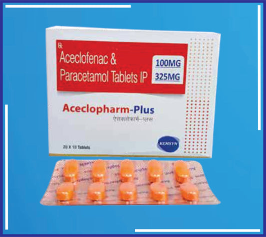 Aceclopharm-Plus Tab ( Aceclofenac Ip 100Mg + Paracetamol Ip 325 ) pack 20x10 by Kemsyn
