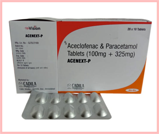 ACENEXT P TAB (ALU-ALU) 10 T ( Aceclofenac 100Mg + Paracetamol 325 MG (ALU-ALU) ) by Cadila