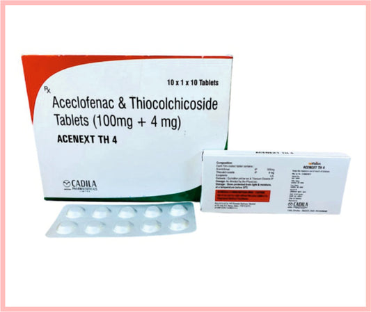 ACENEXT TH 4 TAB 10 T ( Aceclofenac 100 mg + Thiocolchicoside 4 mg (Alu-Alu) ) by Cadila