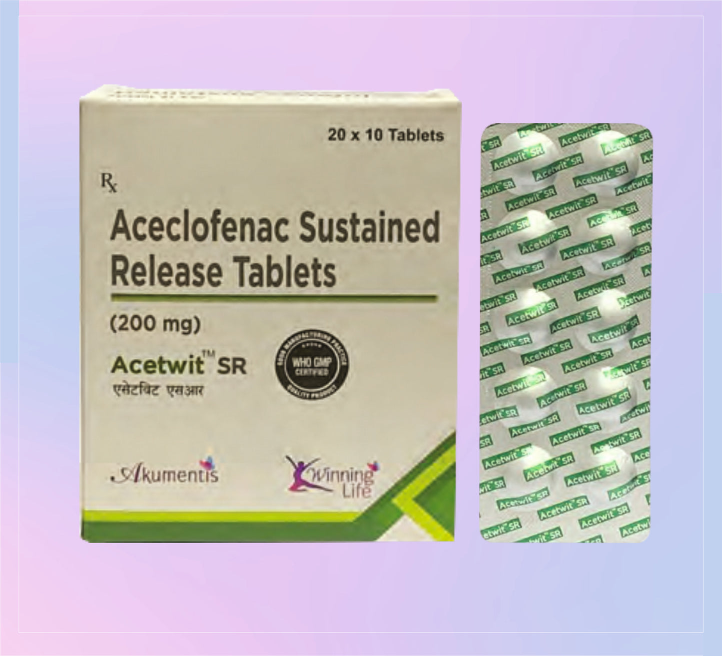 Acetwit Sr Tablet (Al) 20X10 20x10 Aceclofenac 200 Mg by Akumentis