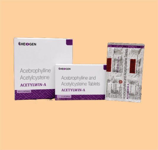 ACETYLWIN-A (10x1x10 ) Each Film Coated Tablet Contains: Acetylcysteine 600mg + Acebrophylline 100mg Tablet by Theon